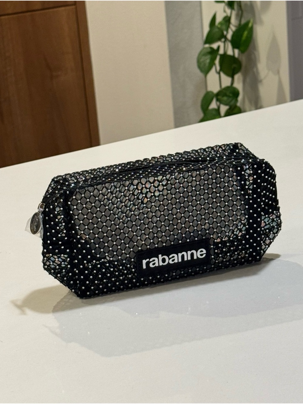 R a b a n n e  Black Mesh Cosmetic Pouch